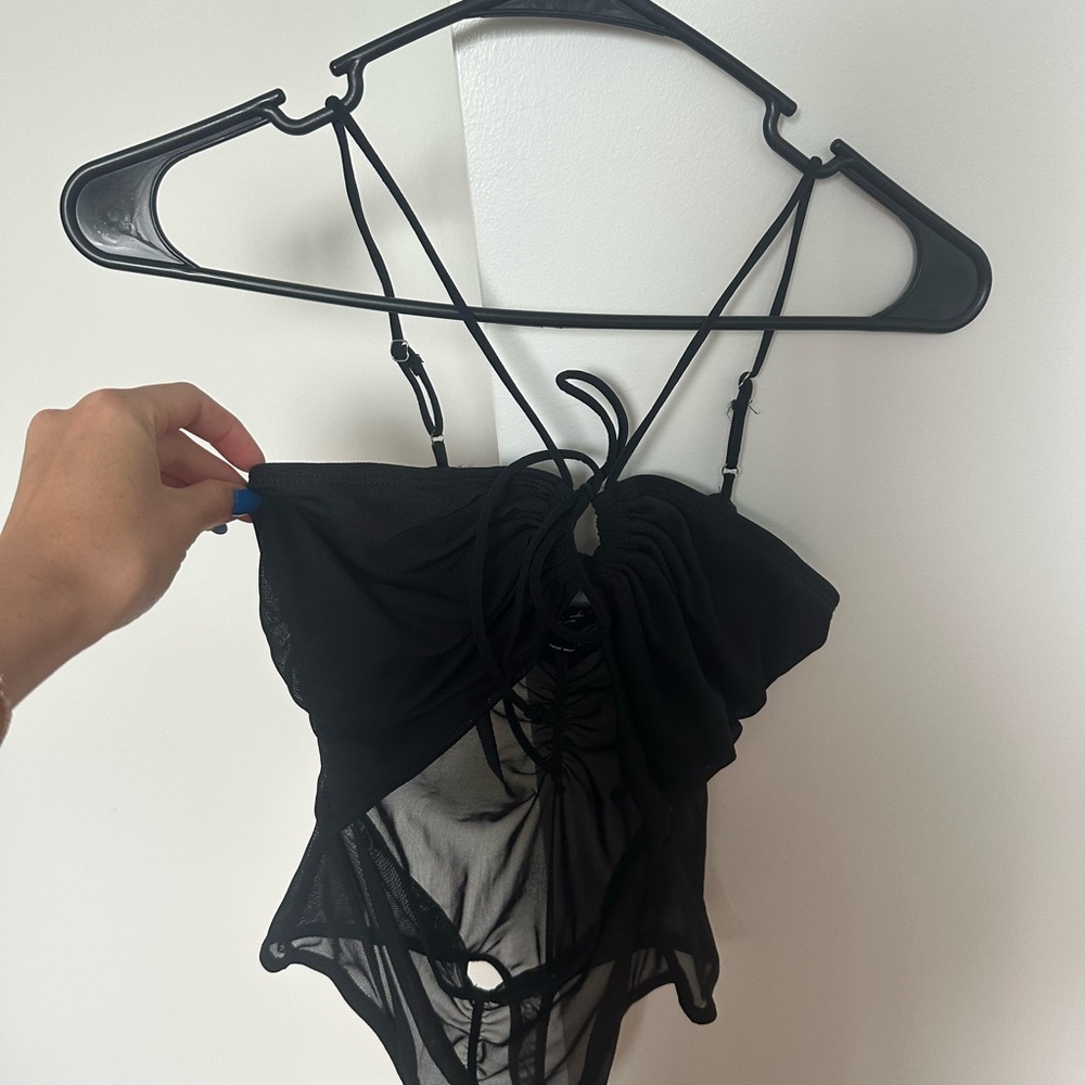 Urban Outfitters Black Sheer Bodysuit